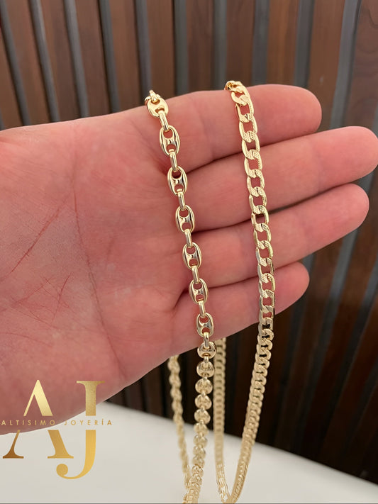 2x Cadena Gucci + Cadena Grumet Diamantada